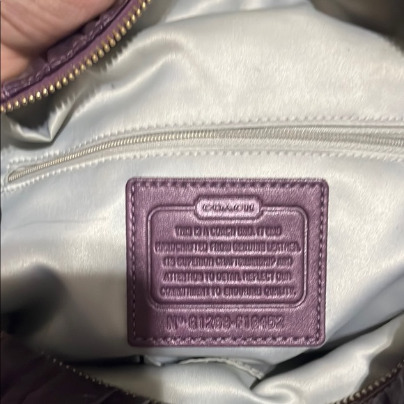 Coach Purple Leather Satchel with Silver Accents - Picture 10 of 16